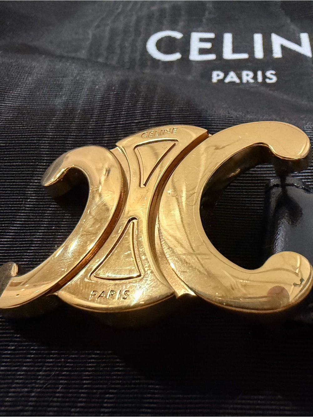 Celine Black Leather Belt with Gold Triomphe Buckle size 75 and 25mm thickness - Picture 7 of 13